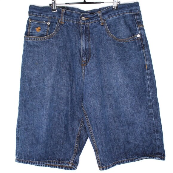 Vintage Rocawear Mens 38 x 14 Y2K Spell Out Baggy Jean Shorts Jorts G1401 - Picture 2 of 5